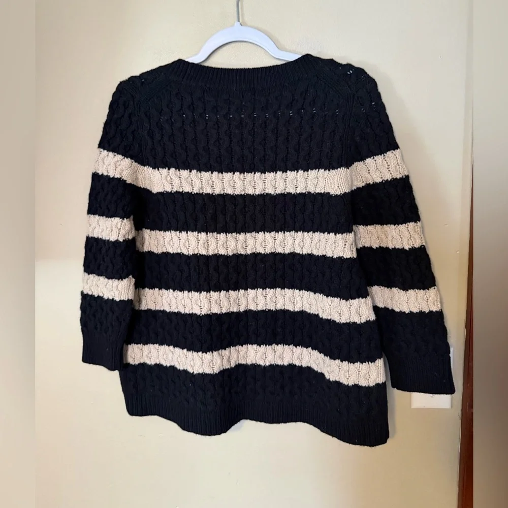 J. Crew Y2K Black & Cream Merino Wool Sweater NEW